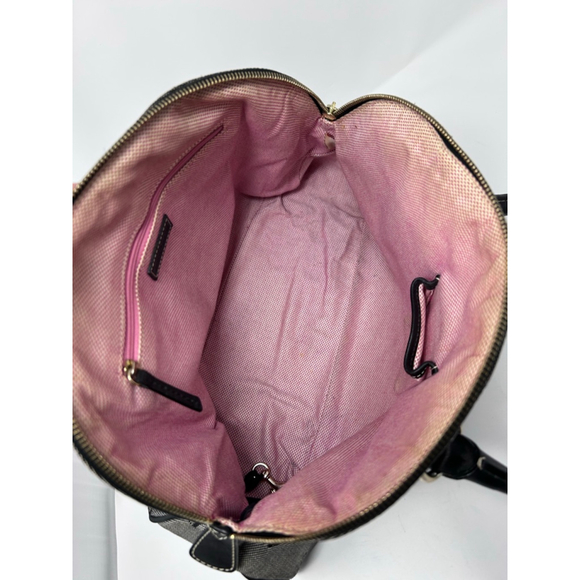 Dooney & Bourke Gray Monogram Canvas Leather Dome Satchel Bag Large - Picture 9 of 16